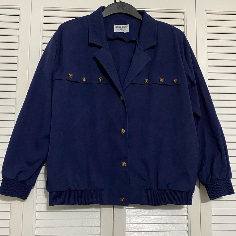 Retro navy jacket with gold buttons
